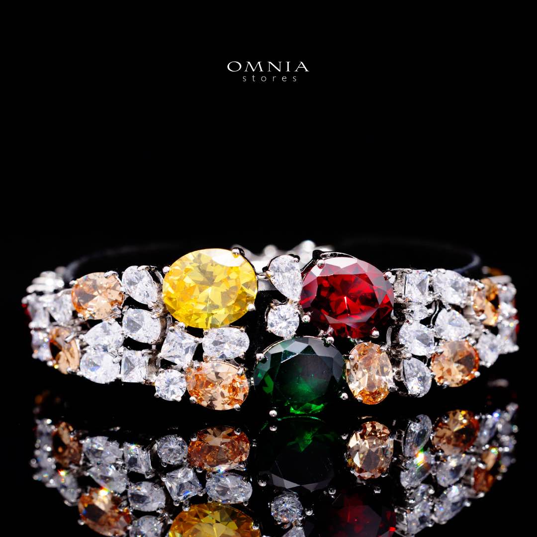 Omnia Artemis Bridal Set in Green Yellow and Red Simulated Diamonds - Image 4