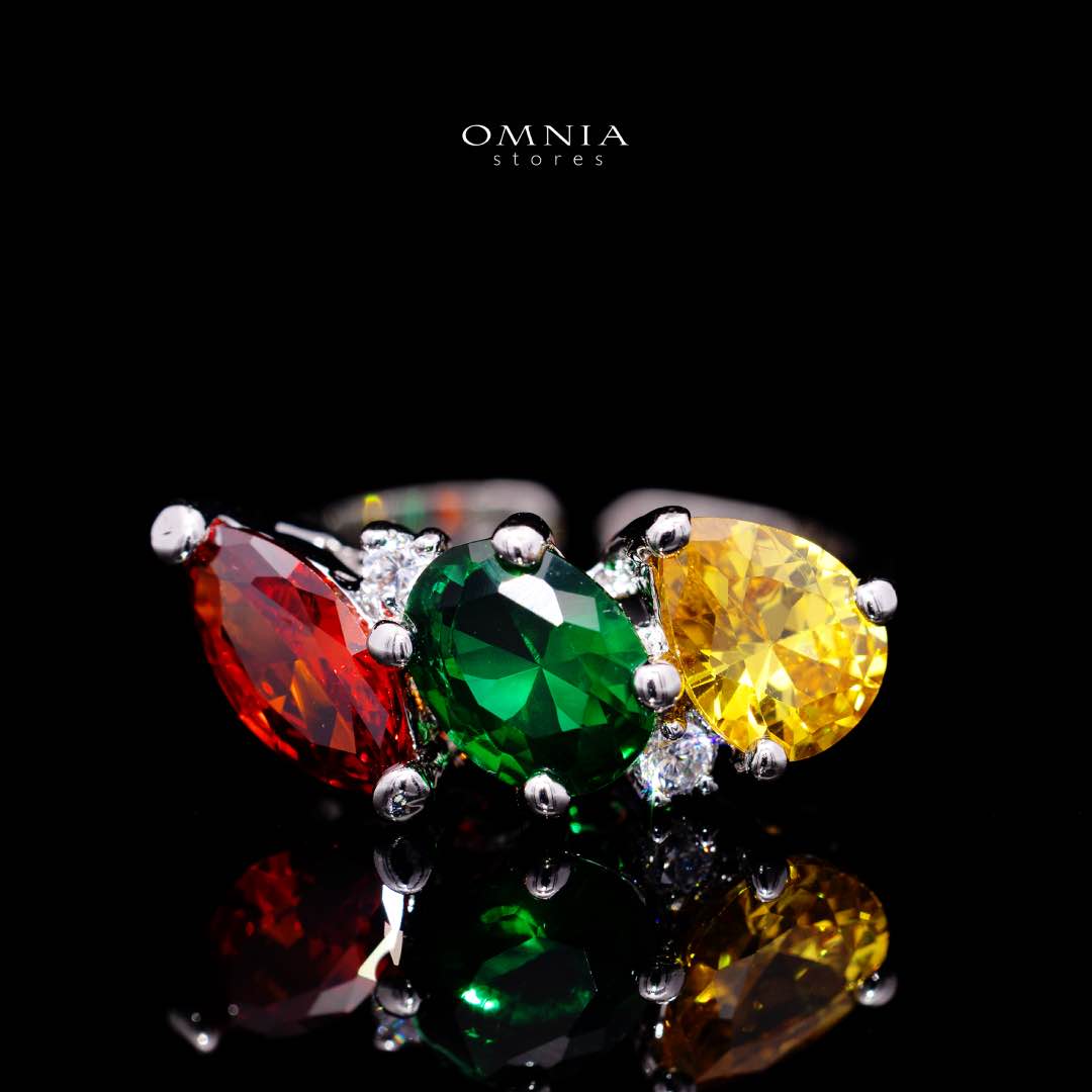 Omnia Artemis Bridal Set in Green Yellow and Red Simulated Diamonds - Image 5