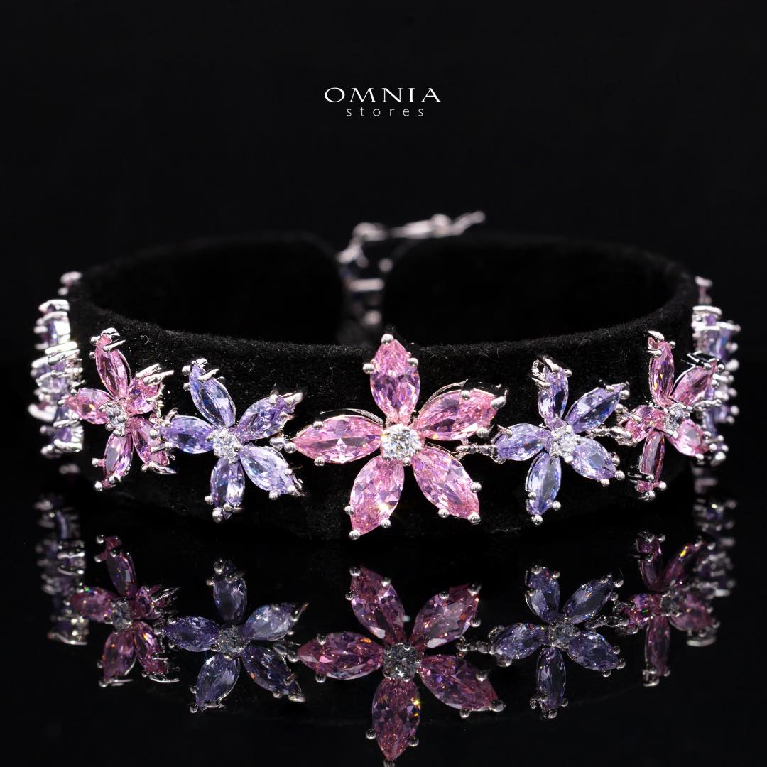 Omnia Yusra Pink and Purple Bridal Full Set in High Quality Simulated Diamonds - Image 4