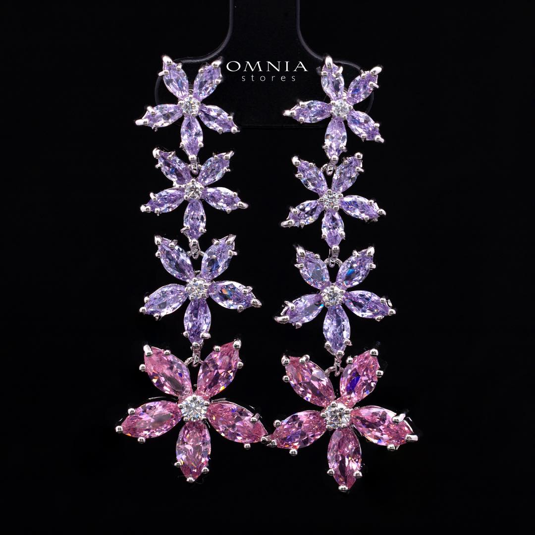 Omnia Yusra Pink and Purple Bridal Full Set in High Quality Simulated Diamonds - Image 6