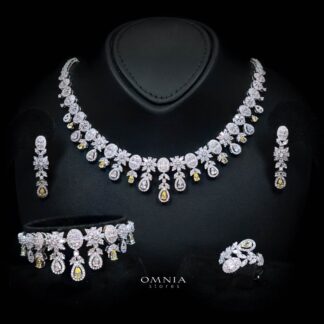 Omnia Trisha Yellow Luxury Bridal Full Set in High Quality Zircon Stone Rhodium Plated