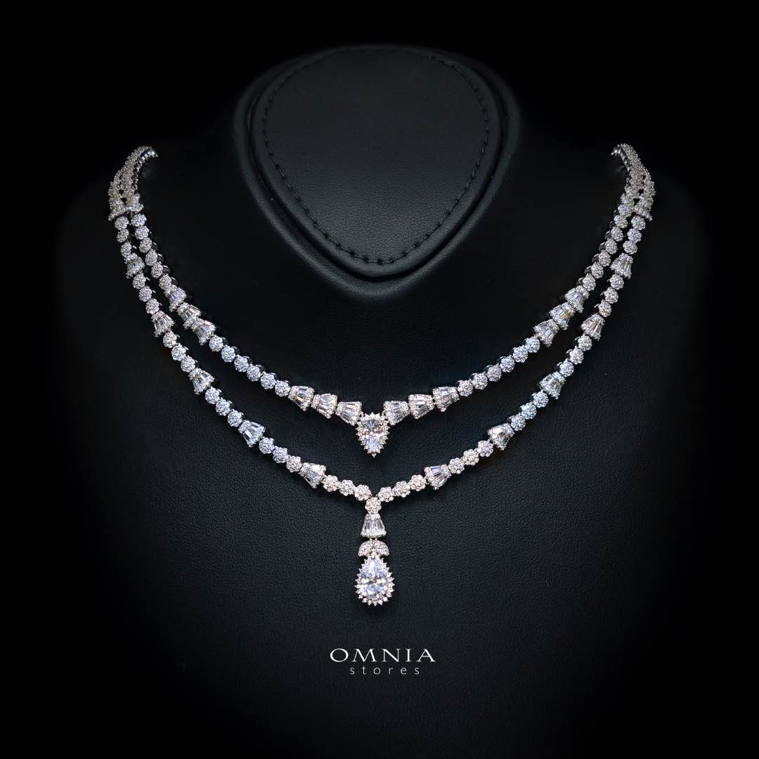 Omnia Ethereal White Drop Luxury Bridal Full Set in High Quality Rhodium Plated Zircon Stones - Image 2
