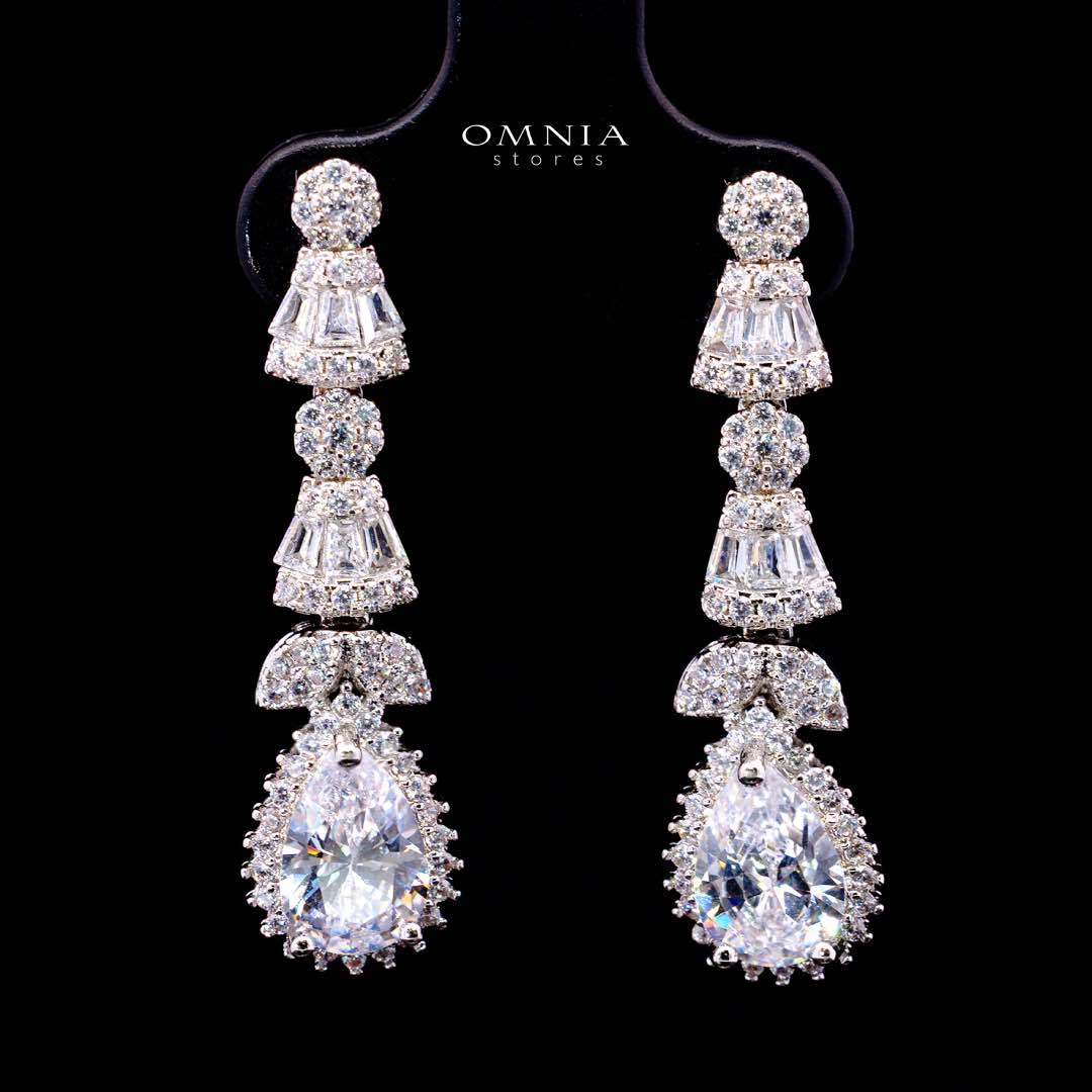 Omnia Ethereal White Drop Luxury Bridal Full Set in High Quality Rhodium Plated Zircon Stones - Image 5