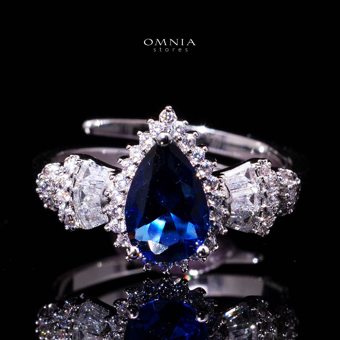 Omnia Ethereal Blue Drop-Down Pear Shape Full Set in High Quality Zircon Stone in Tarnish Resistant Plating - Image 5