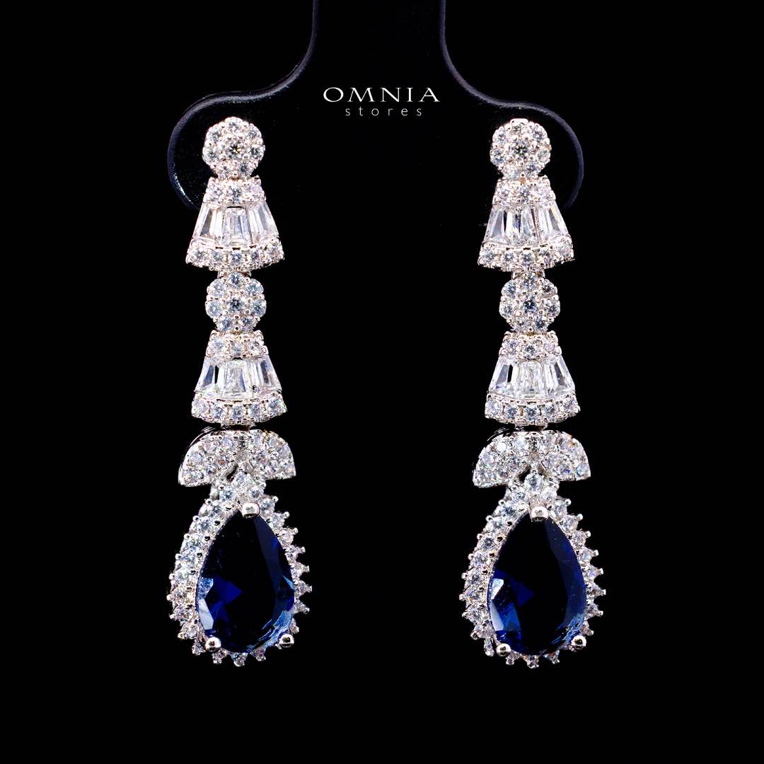 Omnia Ethereal Blue Drop-Down Pear Shape Full Set in High Quality Zircon Stone in Tarnish Resistant Plating - Image 6