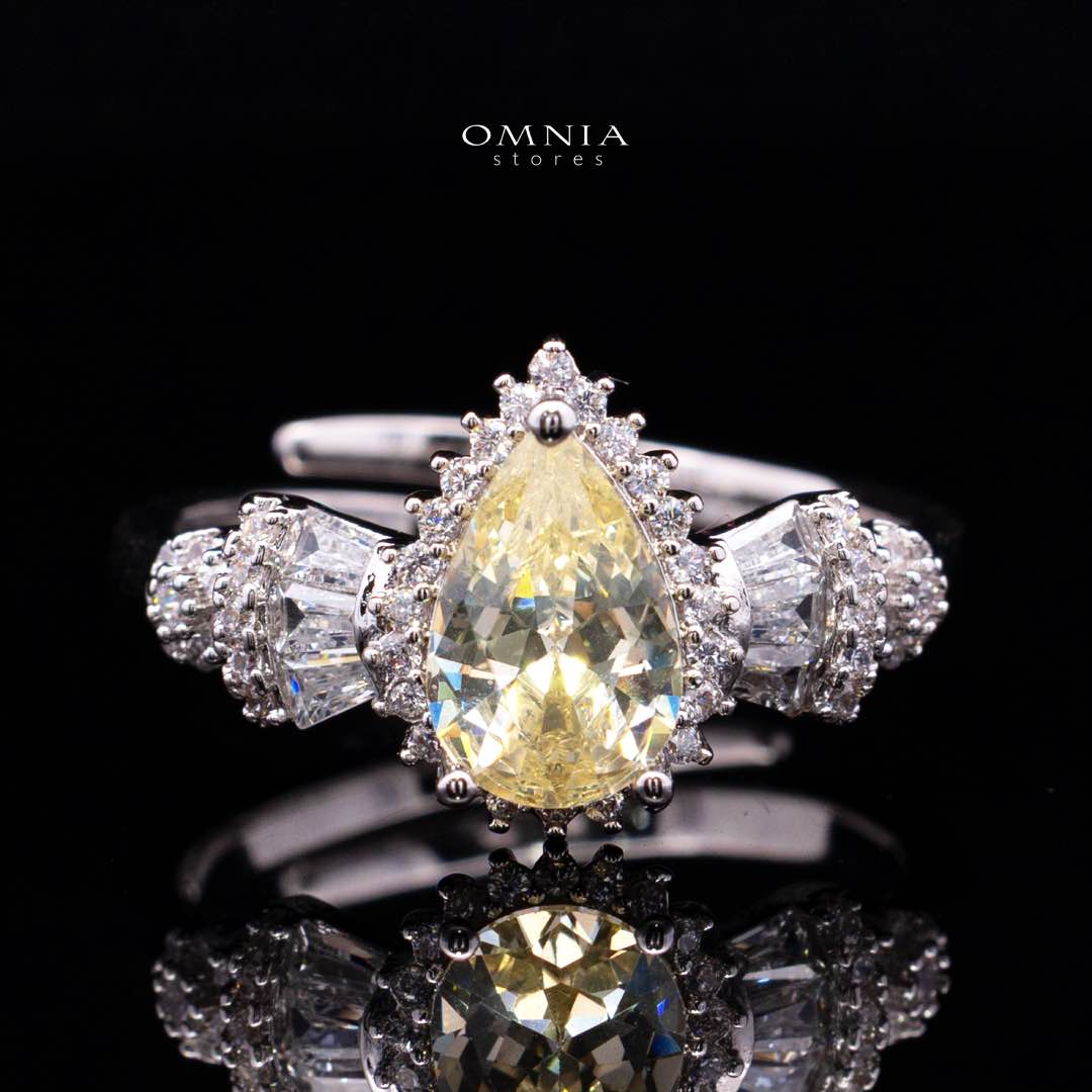 Omnia Ethereal Yellow Luxury Bridal Full Set in High Quality Rhodium Plated Zircon Stones - Image 4