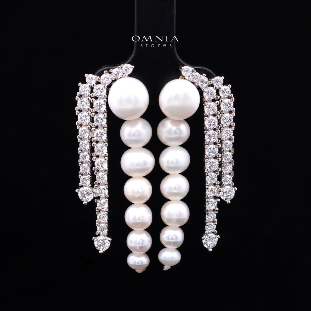 Omnia Shanina Bridal Full Set Designed with Freshwater Real Pearls and High-Quality Simulated Diamonds in a Rhodium Plated Finish - Image 5