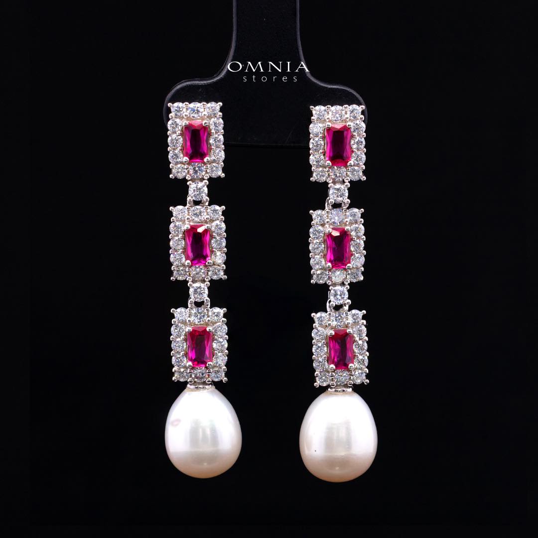 Omnia Arleth Multi-Color Real Pearl Set with Bow Accent and High-Quality Simulated Diamonds, Featuring a Double-Strand Design - Image 3