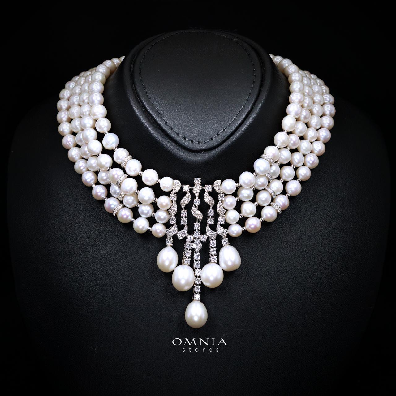 Omnia Behati Fresh Real Water Pearl Set In 92.5 Silver High Quality Simulated diamonds - Image 2