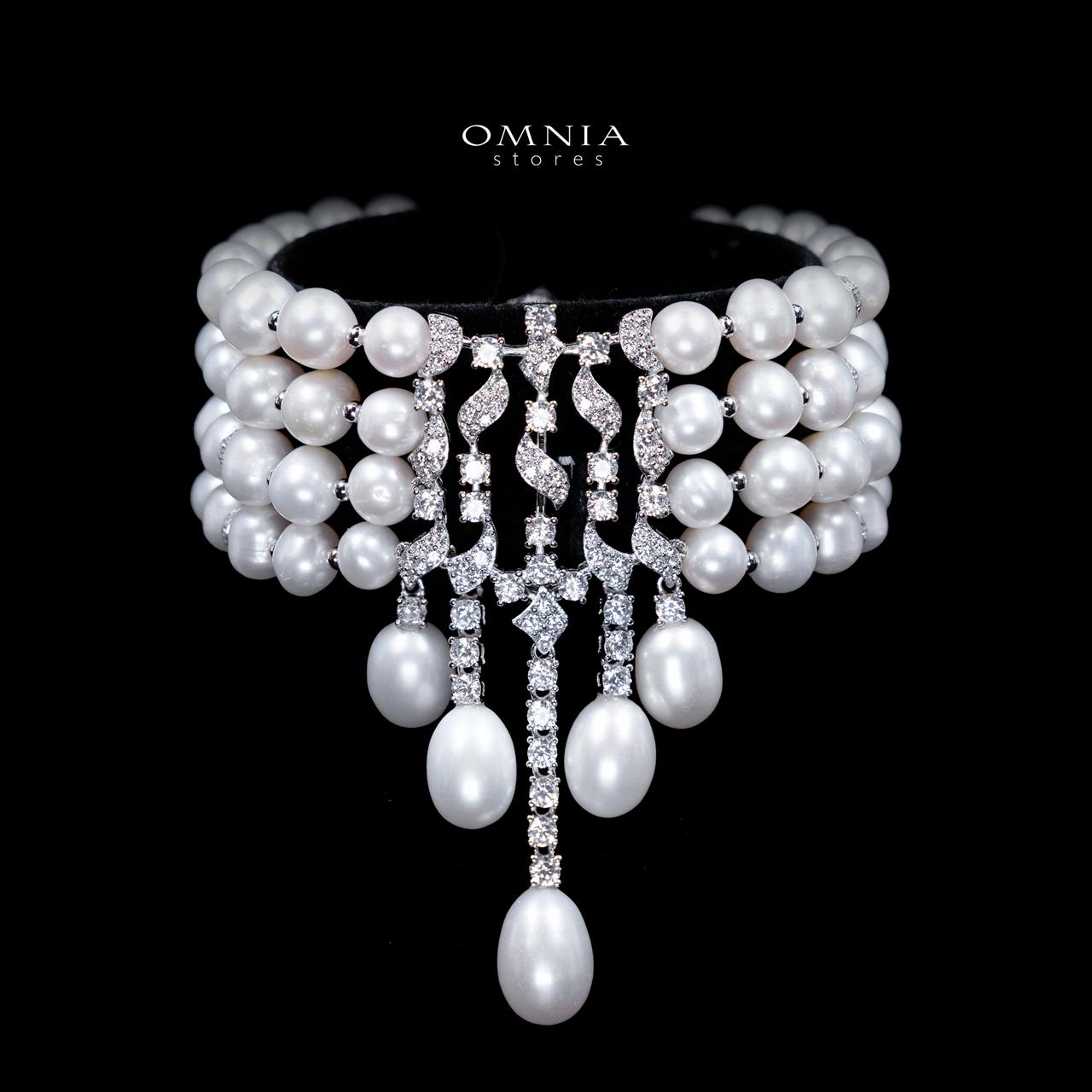 Omnia Behati Fresh Real Water Pearl Set In 92.5 Silver High Quality Simulated diamonds - Image 3