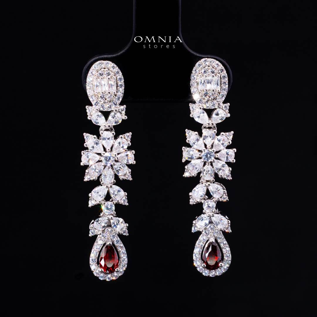 Omnia Trisha Red Full set Accessories in High Quality Zircon Stone in Rhodium Plated - Image 5