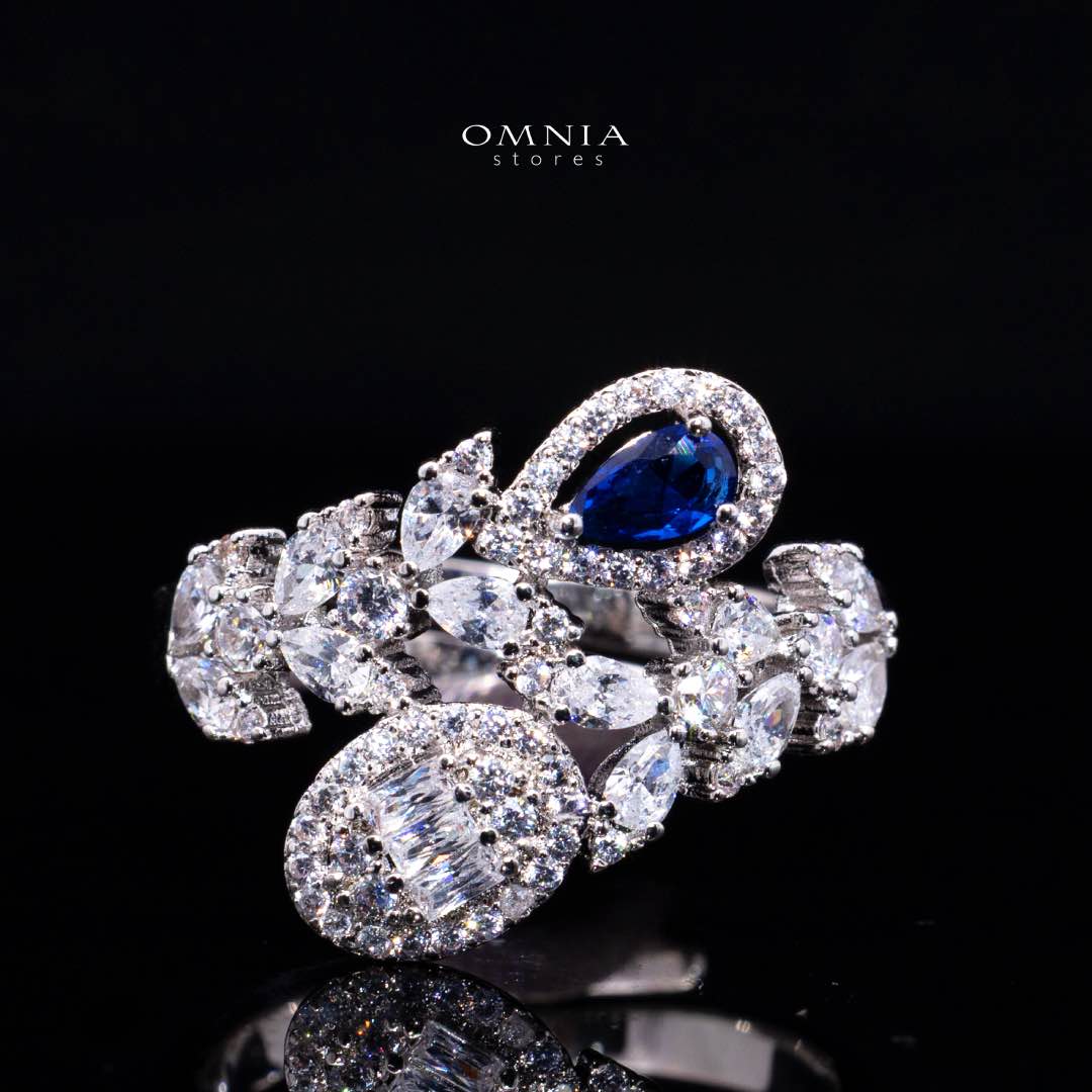Omnia Trisha Blue Bridal Full Set Accessories in High Quality Zircon Stone Rhodium Plated - Image 5