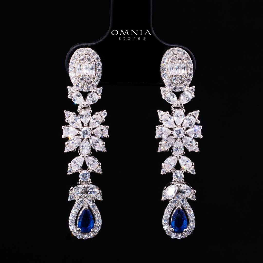 Omnia Trisha Blue Bridal Full Set Accessories in High Quality Zircon Stone Rhodium Plated - Image 6