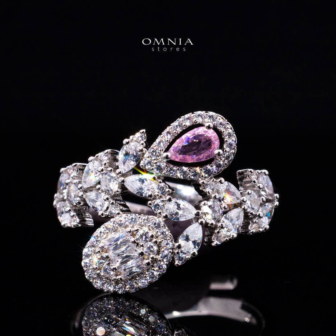 Omnia Trisha Pink Full set Accessories in High Quality Zircon Stone in Rhodium Plated - Image 6