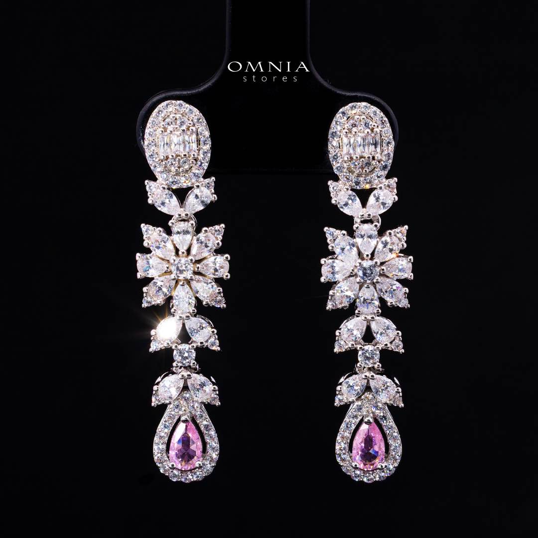 Omnia Trisha Pink Full set Accessories in High Quality Zircon Stone in Rhodium Plated - Image 7