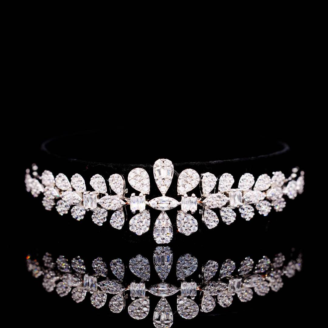 Omnia Elaf White Bridal Full Set in High Quality Zircon Stone in Rhodium Plated - Image 3