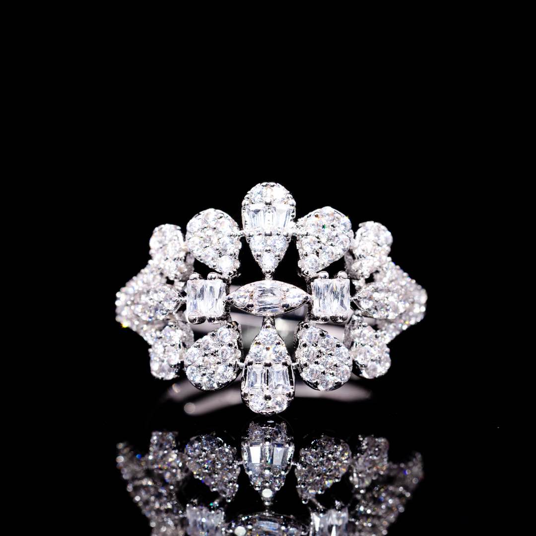 Omnia Elaf White Bridal Full Set in High Quality Zircon Stone in Rhodium Plated - Image 4