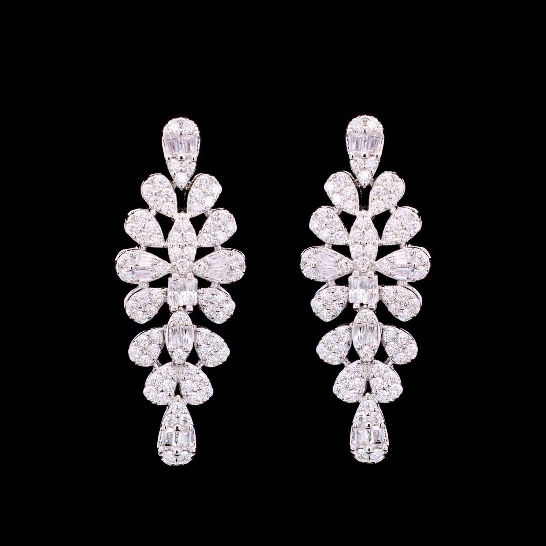 Omnia Elaf White Bridal Full Set in High Quality Zircon Stone in Rhodium Plated - Image 5
