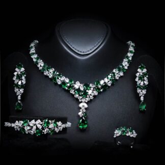 Omnia Reman Green Full Set in High Quality Zircon Stone Rhodium Plated