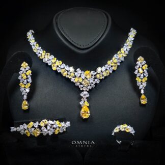 Omnia Reman Yellow Full Set Accessories in High Quality Zircon Stone in Rhodium Plated