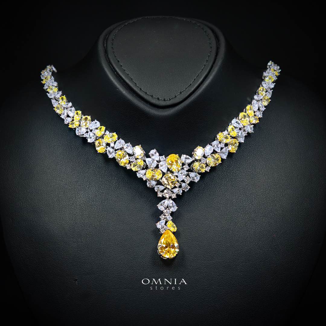 Omnia Reman Yellow Full Set Accessories in High Quality Zircon Stone in Rhodium Plated - Image 2
