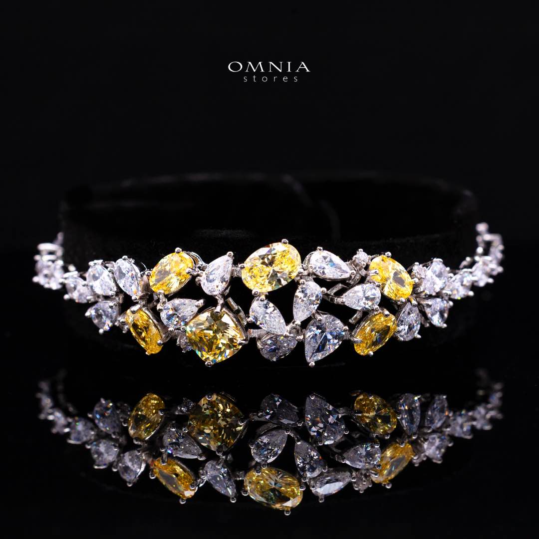 Omnia Reman Yellow Full Set Accessories in High Quality Zircon Stone in Rhodium Plated - Image 3