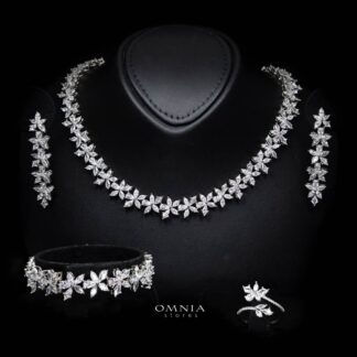 Omnia Zoey Luxury Bridal White Full Set in High Quality Zircon Stone Rhodium Plated