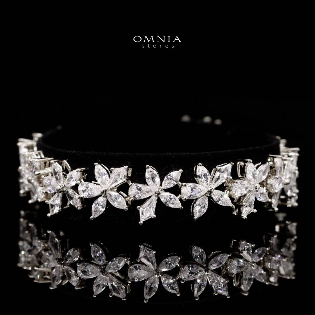 Omnia Zoey Luxury Bridal White Full Set in High Quality Zircon Stone Rhodium Plated - Image 4