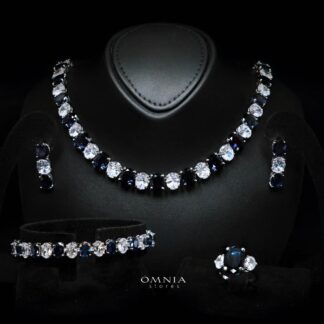 Omnia Gemma Blue Bridal Full Set in High Quality Simulated Diamonds