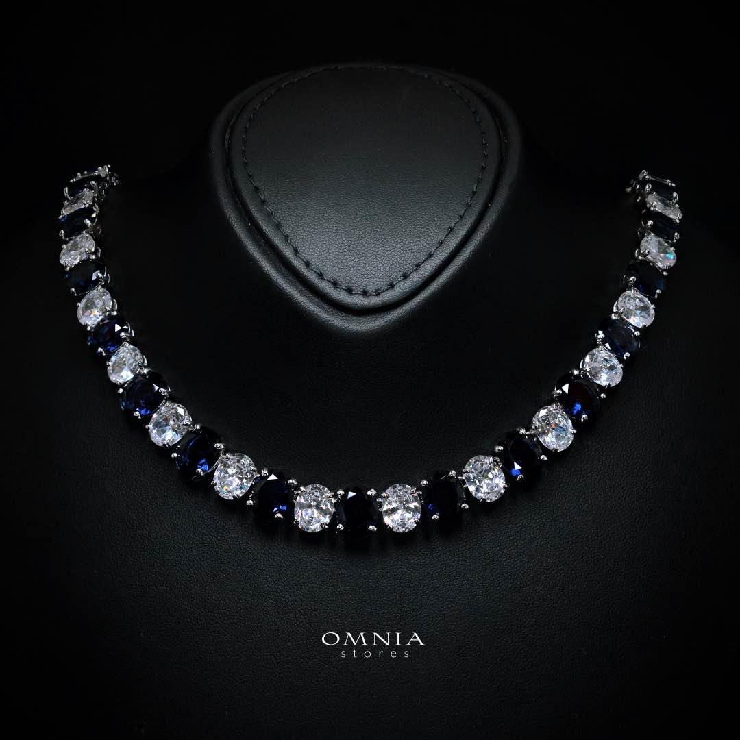 Omnia Gemma Blue Bridal Full Set in High Quality Simulated Diamonds - Image 2