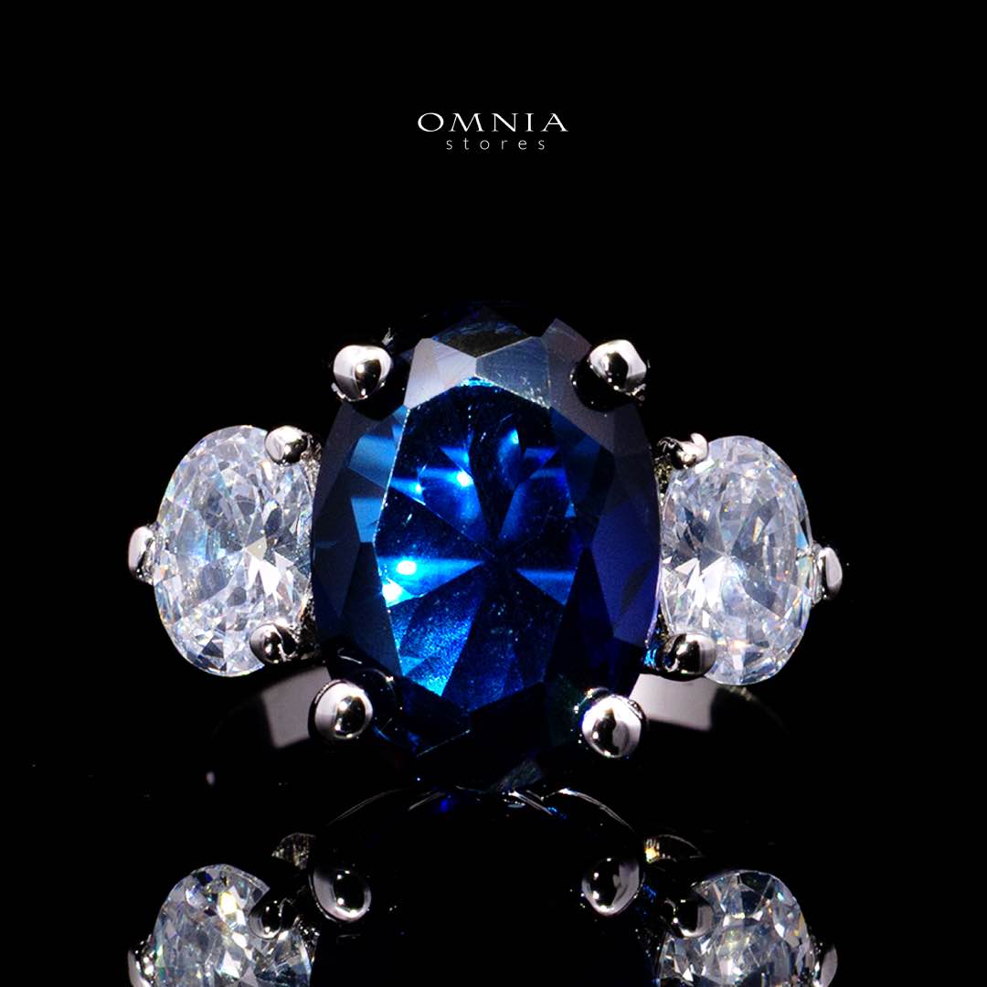 Omnia Gemma Blue Bridal Full Set in High Quality Simulated Diamonds - Image 4