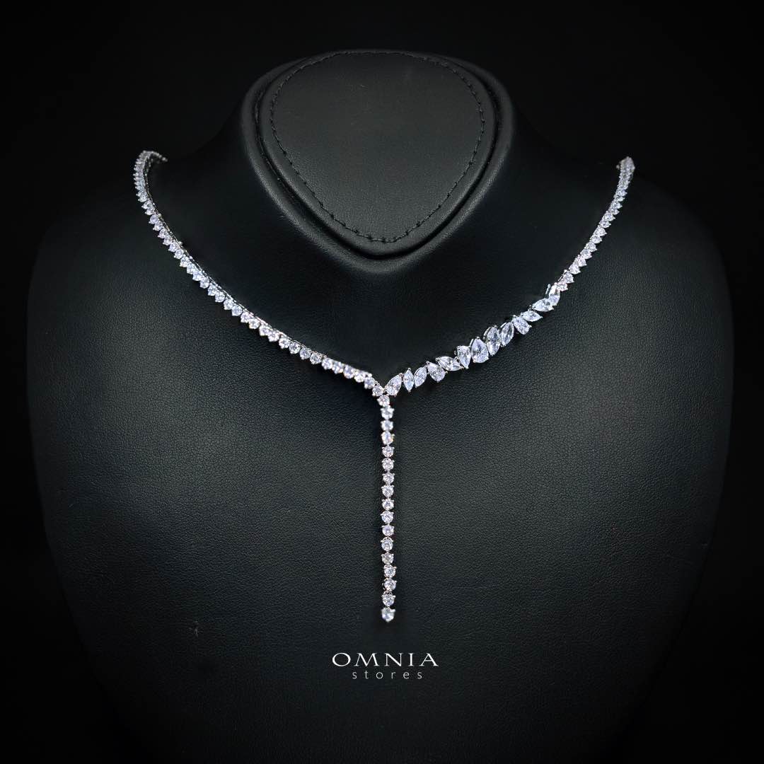 Omnia Claire White Bridal Full Set in High Quality Zircon Stone in Rhodium Plated - Image 2