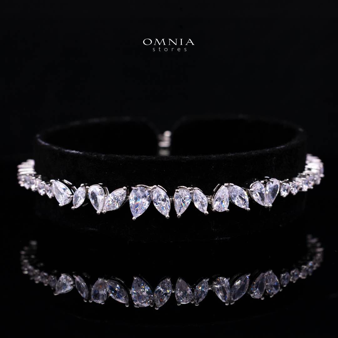 Omnia Claire White Bridal Full Set in High Quality Zircon Stone in Rhodium Plated - Image 3