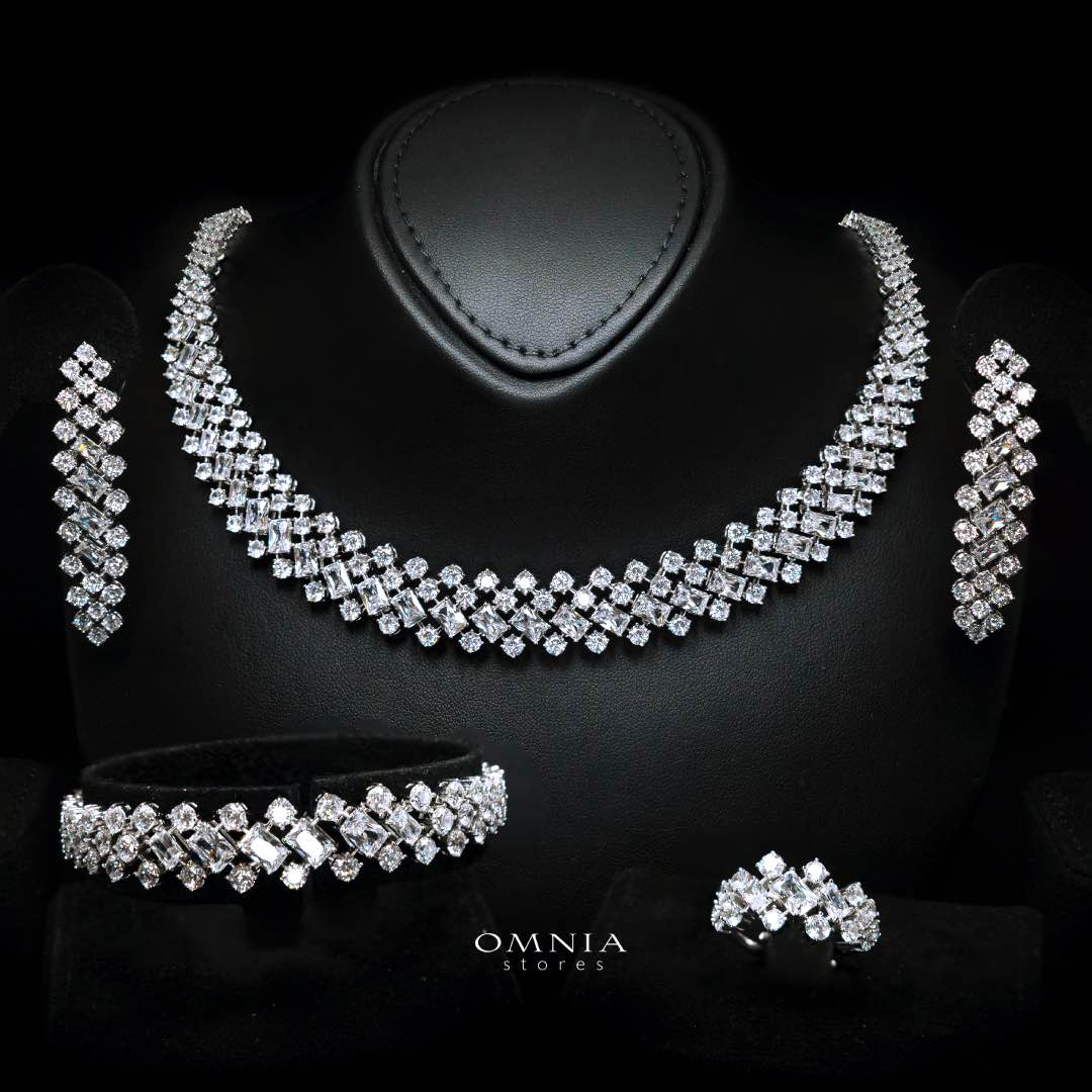 Wedo White Bridal Jewelry Set Premium Rhodium-Plated High-Quality Zircon Stones
