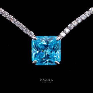 Omnia Bettina Sky Blue Necklace 92.5 Silver in High Quality Simulated Diamonds