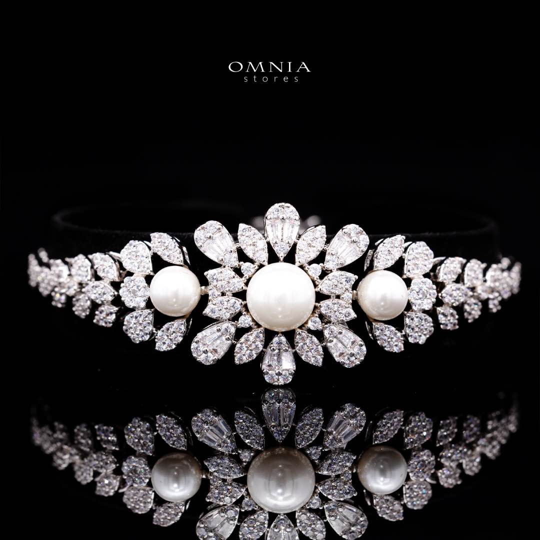Omnia Rukaya Floral Pearl Luxury Bridal Full Set – High-Quality Zircon & Rhodium Plated Jewelry - Image 4