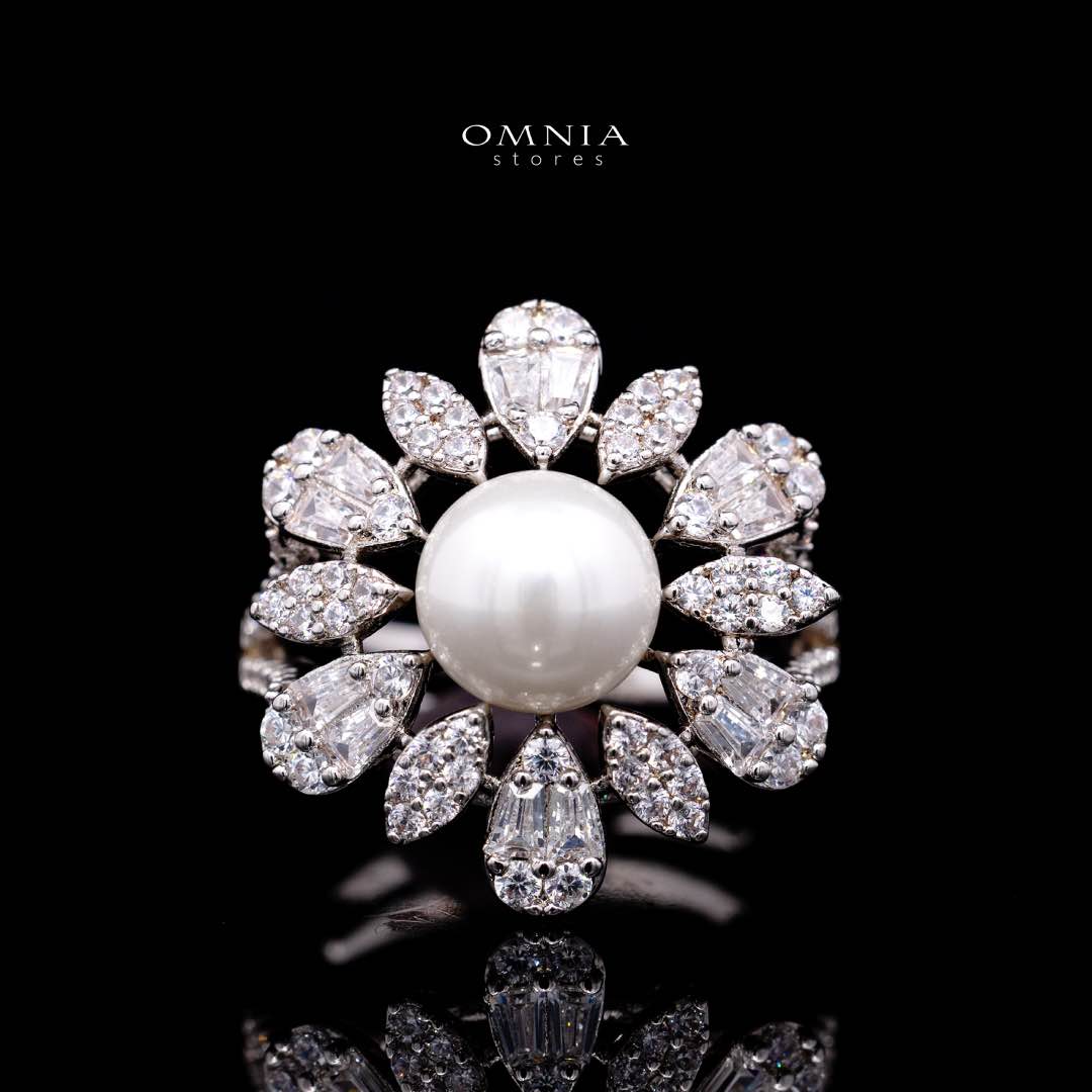 Omnia Rukaya Floral Pearl Luxury Bridal Full Set – High-Quality Zircon & Rhodium Plated Jewelry - Image 5
