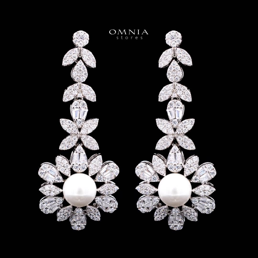 Omnia Rukaya Floral Pearl Luxury Bridal Full Set – High-Quality Zircon & Rhodium Plated Jewelry - Image 6