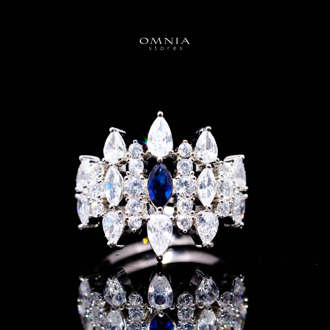 Omnia Lana Blue Bridal Full Set in High Quality Zircon Stone Rhodium Plated - Image 5