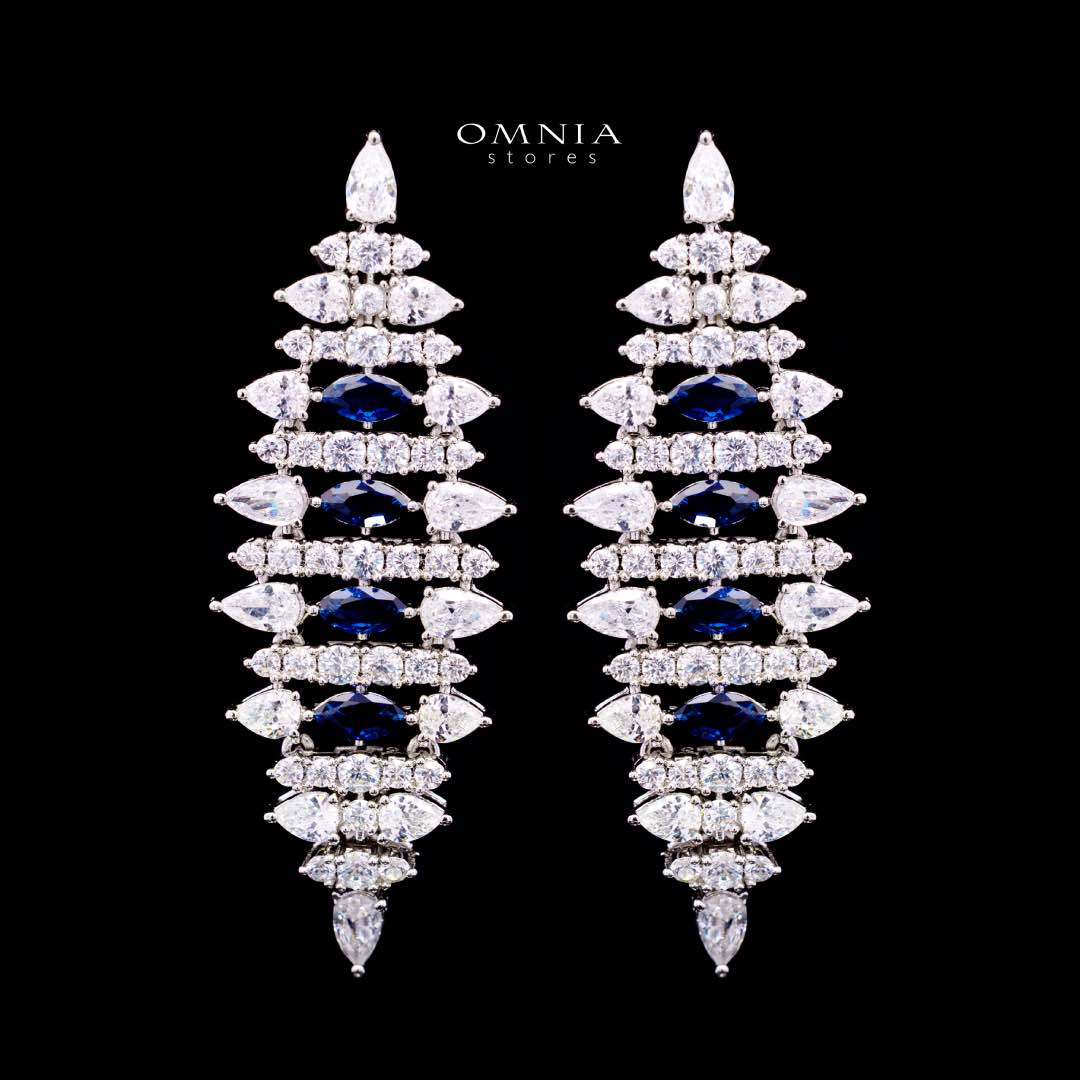 Omnia Lana Blue Bridal Full Set in High Quality Zircon Stone Rhodium Plated - Image 6