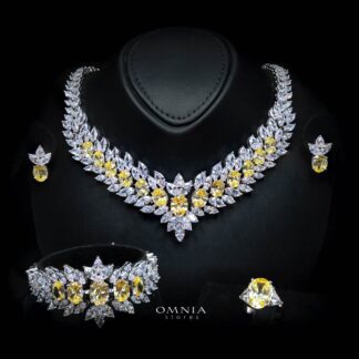Omnia Buthaina Yellow Bridal Full Set in High Quality Simulated Diamonds