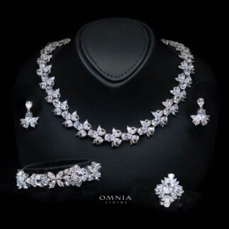 Omnia Muna White Bridal Full Set in High Quality Simulated Diamonds
