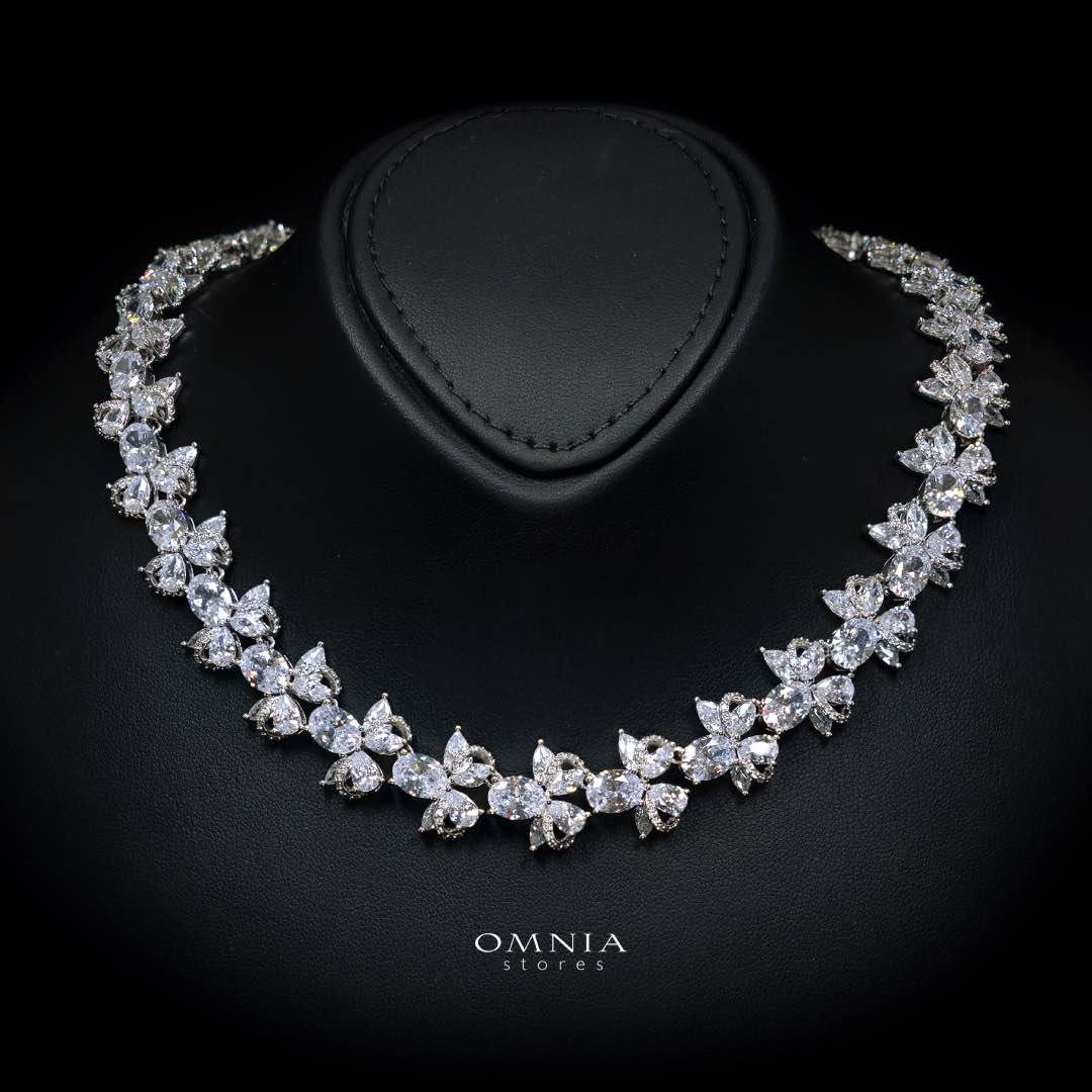 Omnia Muna White Bridal Full Set in High Quality Simulated Diamonds - Image 2