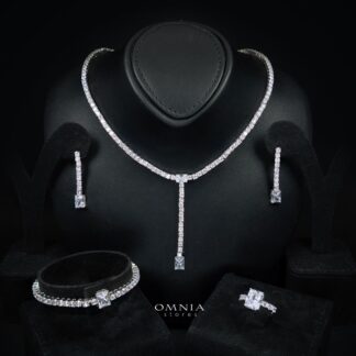 Omnia Linda White Bridal Full Set in High Quality Zircon Stone Rhodium Plated