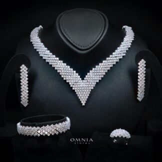 Omnia Thea Bridal Full Set Accessories High Quality Zircon Stone in Rhodium Plated