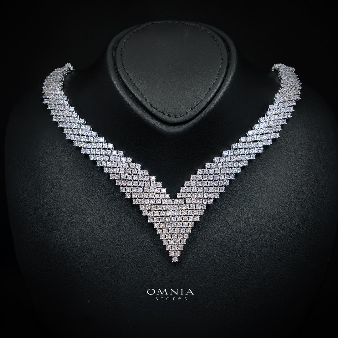 Omnia Thea Bridal Full Set Accessories High Quality Zircon Stone in Rhodium Plated - Image 2