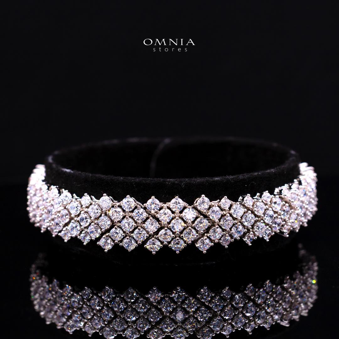 Omnia Thea Bridal Full Set Accessories High Quality Zircon Stone in Rhodium Plated - Image 3