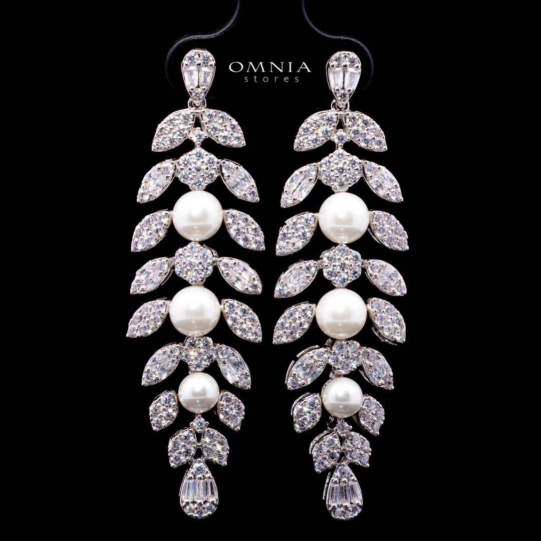 Omnia Laurah Luxury Bridal Full Set – Pearl & Zircon Statement Jewelry (Rhodium Plated) - Image 6