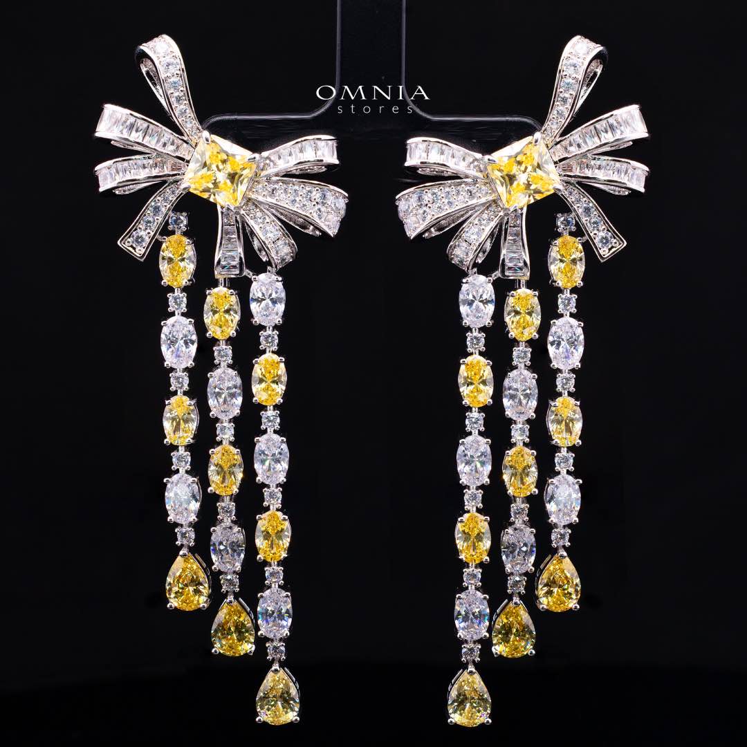 Omnia Mawada Yellow Bridal Full Set with Elegant Bow-Accent Design and High-Quality Zircon Stones in Rhodium Plated Finish - Image 5