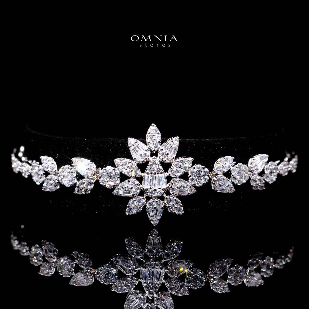Omnia Aqsa White Luxury Bridal Full Set in High Quality Rhodium Plated Zircon Stones - Image 3